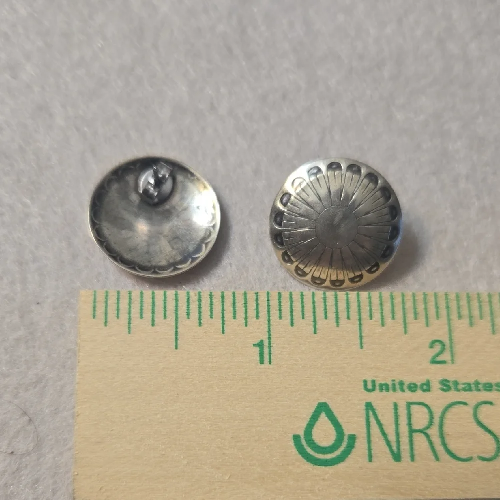 Sterling Silver Concho Dome Stud Earrings 3/4